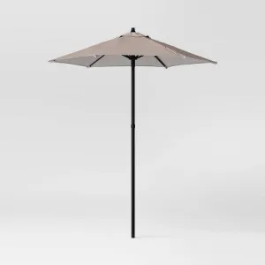 6' Round Outdoor Patio Market Umbrella Tan with Black Pole - Room Essentials