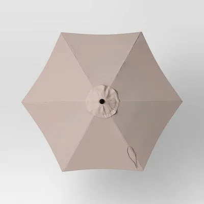 6' Round Outdoor Patio Market Umbrella Tan with Black Pole - Room Essentials