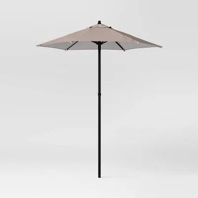 6' Round Outdoor Patio Market Umbrella Tan with Black Pole - Room Essentials