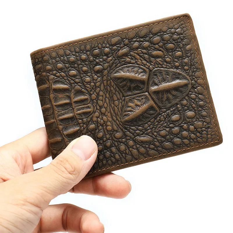 AlliLux Cow Leather Alligator Pattern Card Holder