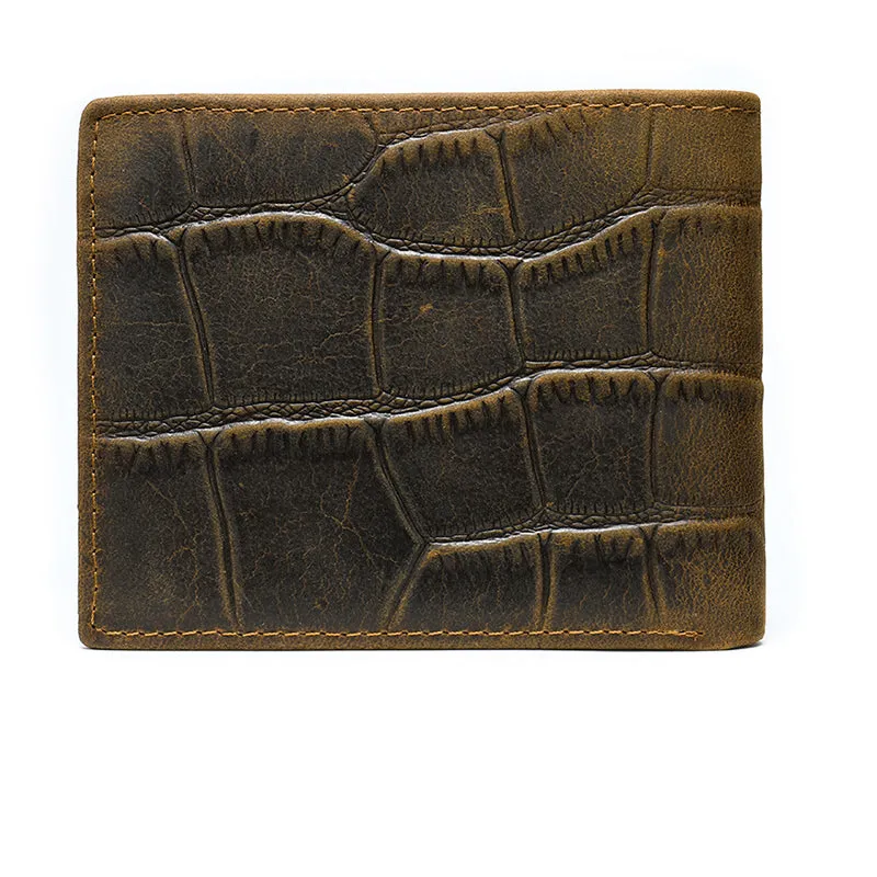 AlliLux Cow Leather Alligator Pattern Card Holder