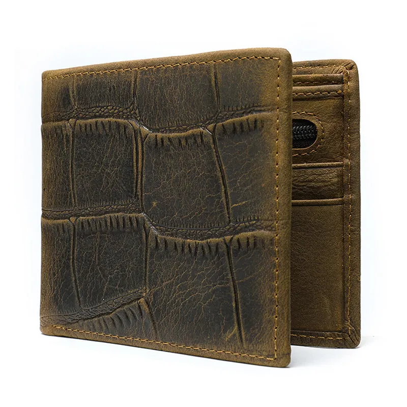 AlliLux Cow Leather Alligator Pattern Card Holder