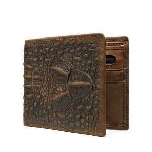 AlliLux Cow Leather Alligator Pattern Card Holder