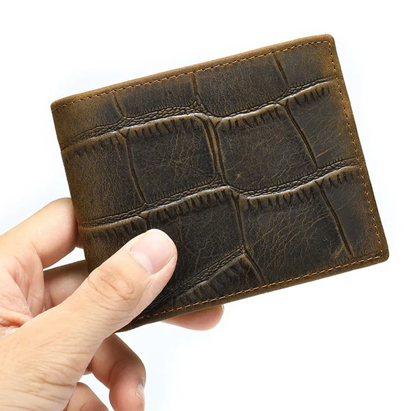 AlliLux Cow Leather Alligator Pattern Card Holder