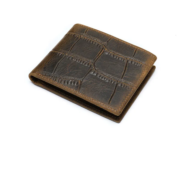AlliLux Cow Leather Alligator Pattern Card Holder