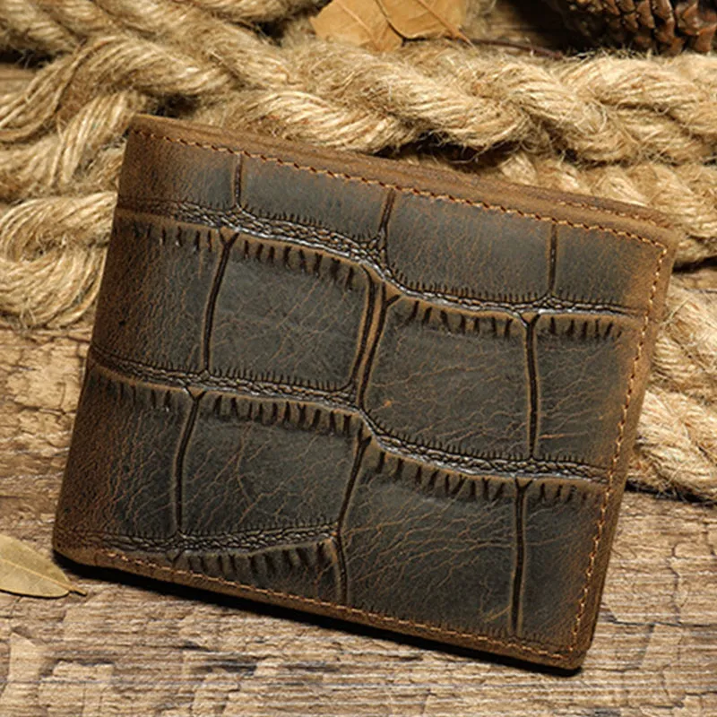 AlliLux Cow Leather Alligator Pattern Card Holder