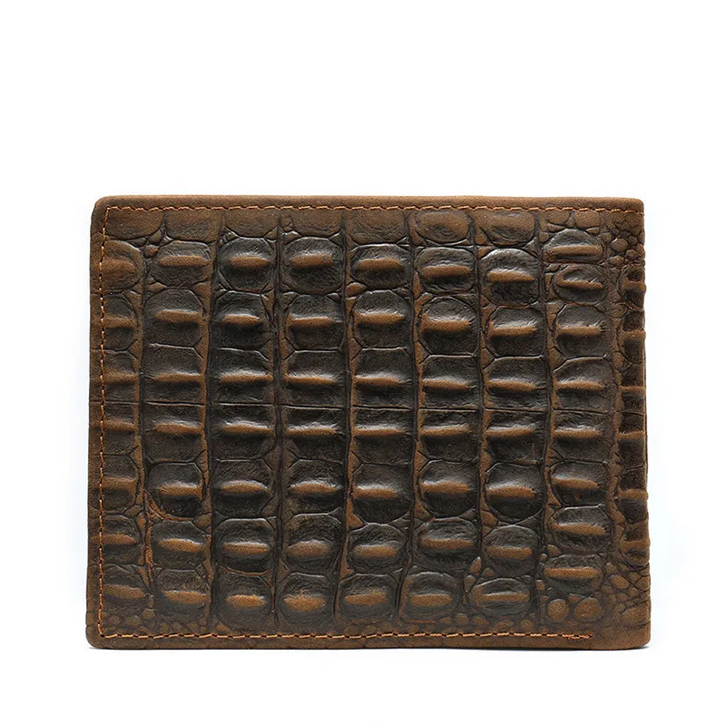 AlliLux Cow Leather Alligator Pattern Card Holder