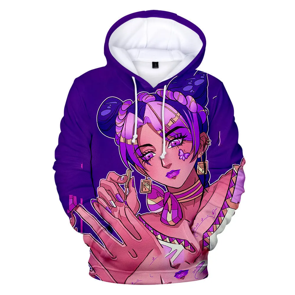 Anime JOJO's Bizarre Adventure Jolyne Cujoh Print Hoodies Casual Oversized Sweatshirts