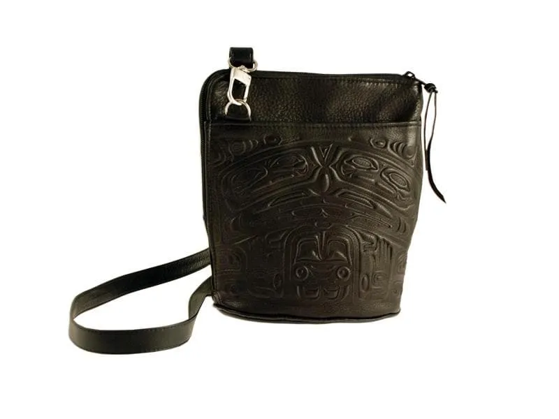 Bear Box Compact Crossbody Bag - Black Deerskin