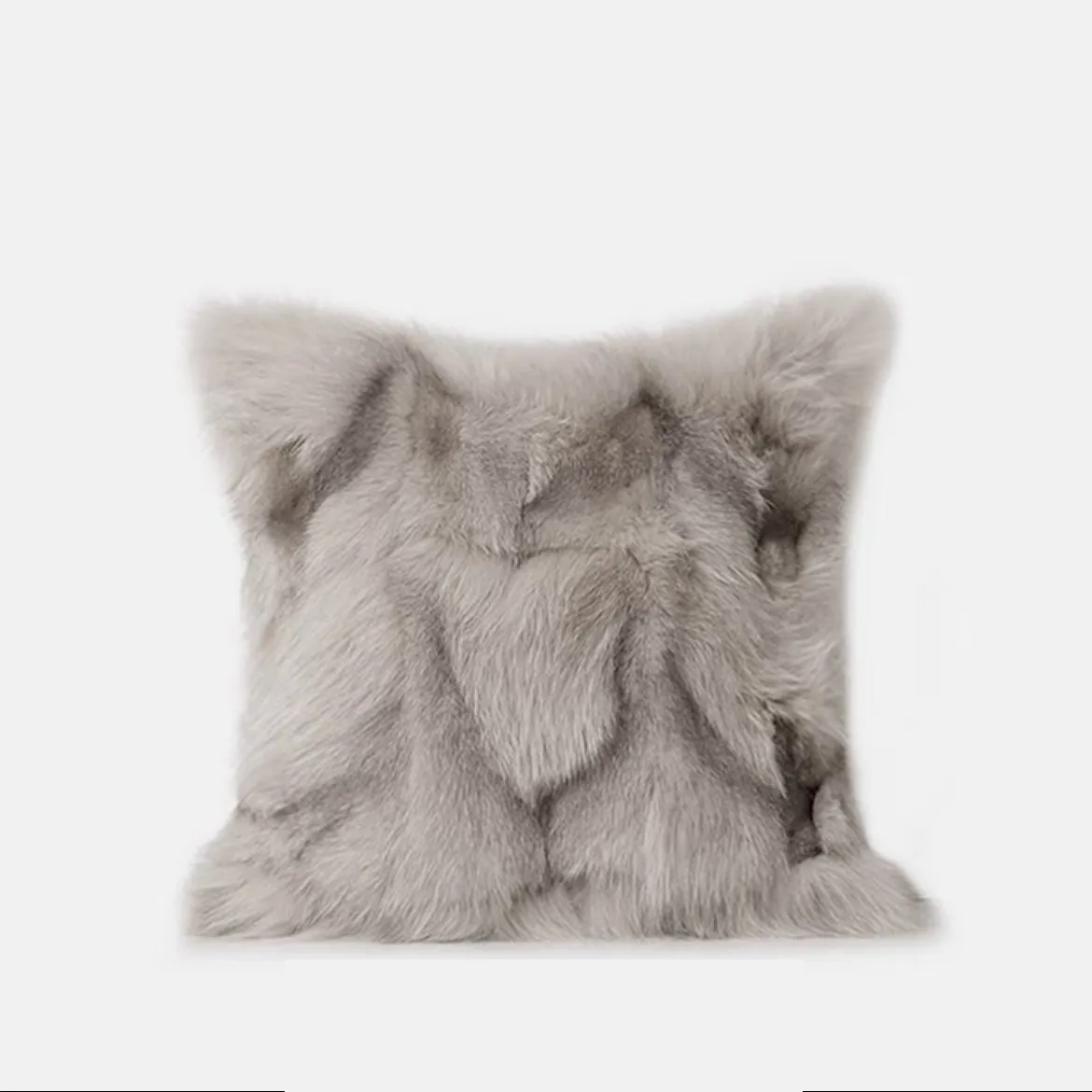 Beige Fox Fur Cushion Set