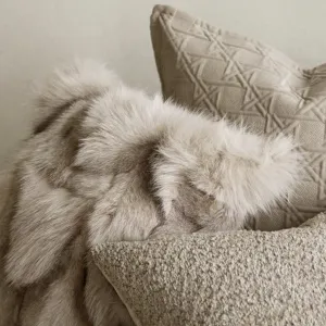 Beige Fox Fur Cushion Set