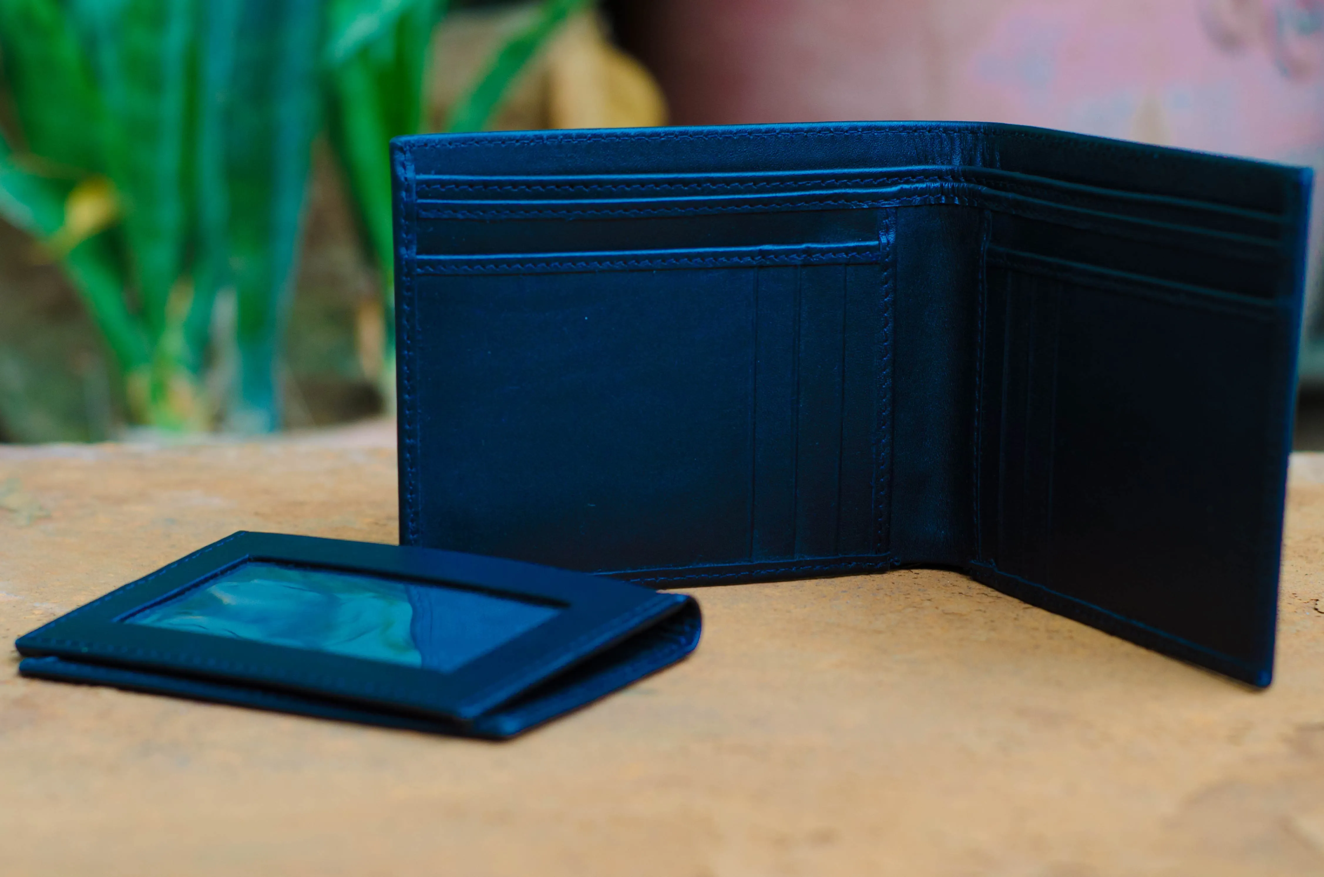 Black Soft Leather Wallet 2 piece