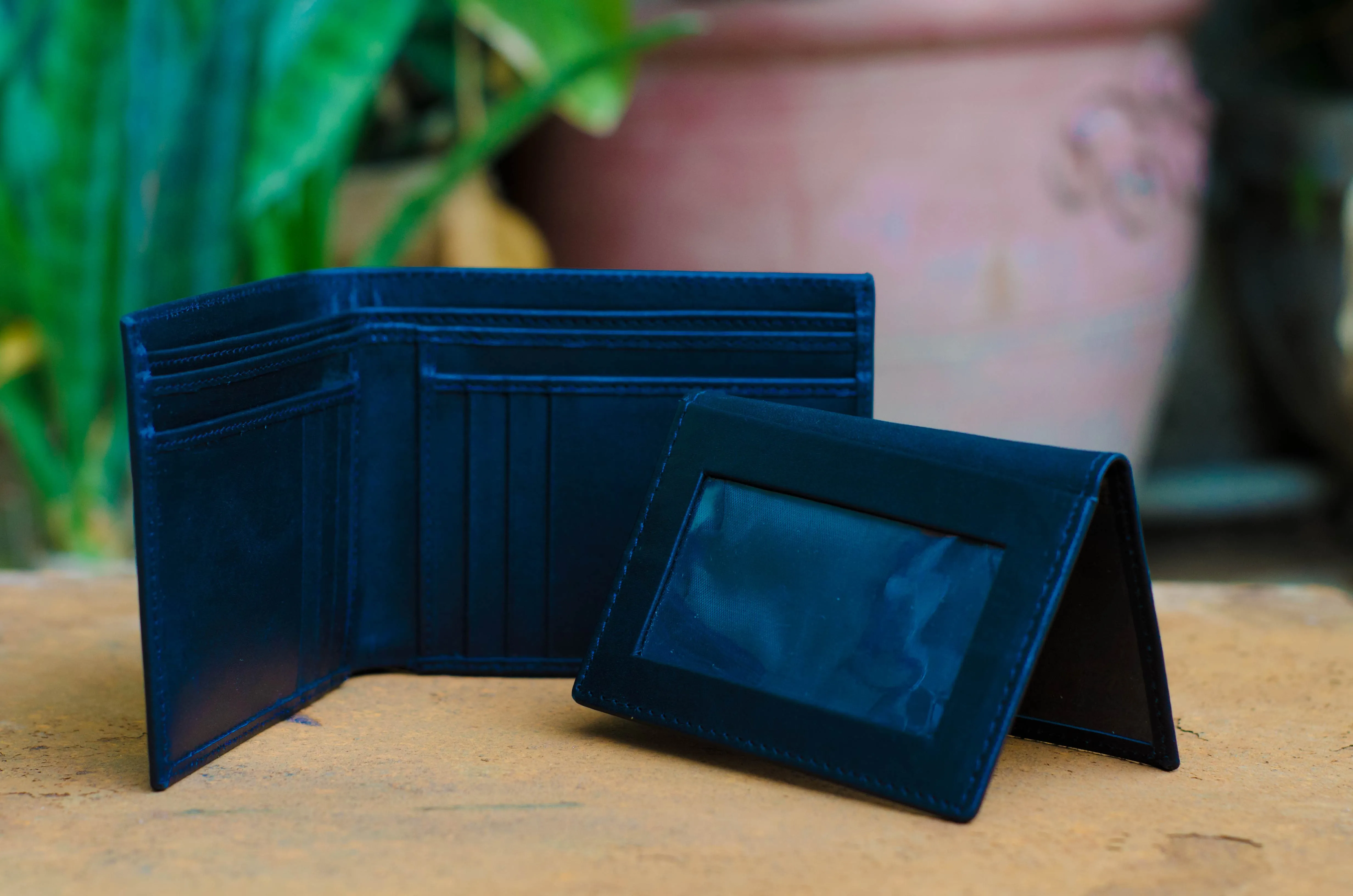 Black Soft Leather Wallet 2 piece