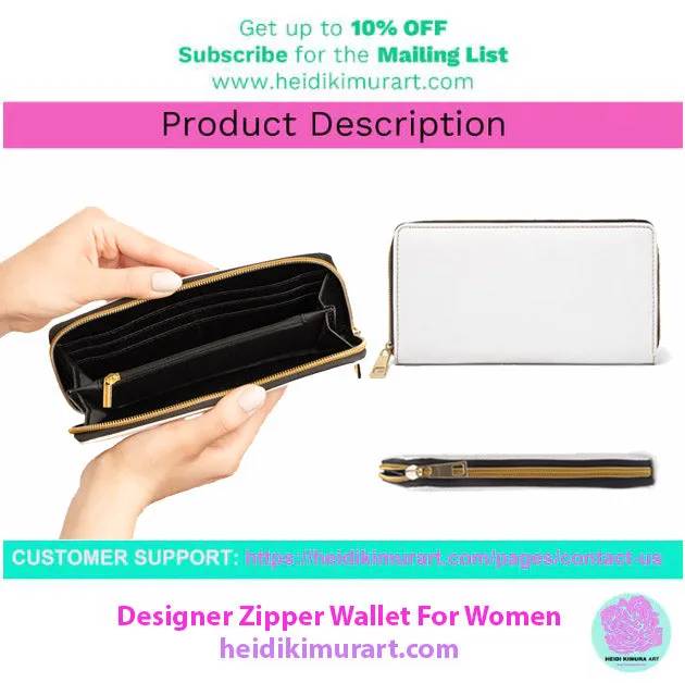Buffalo Plaid Red Zipper Wallet, Long Compact 7.87" x 4.33" Cruelty-Free Faux Leather Wallet with High Quality Nylon Zip & Metal Hardware