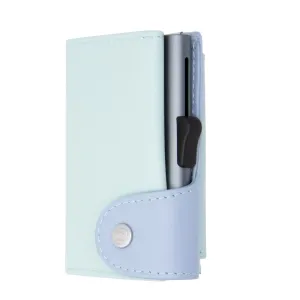 C-Secure XL Aluminum Wallet with Genuine Leather and Coins Pocket - Aqua/Ice