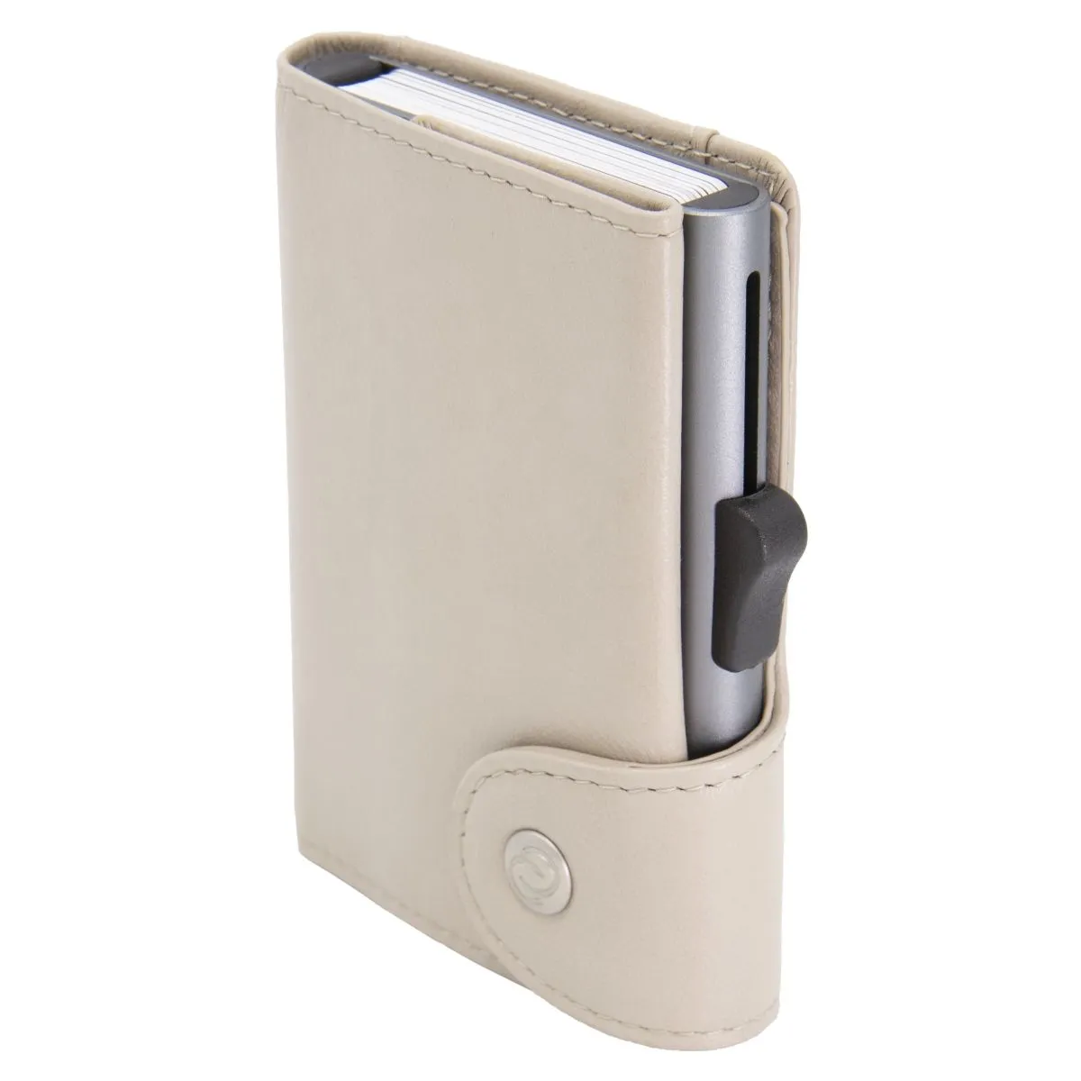 C-Secure XL Aluminum Wallet with  Genuine Leather - Off White