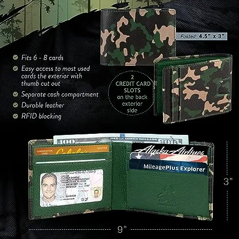 Camo Bifold Leather Wallet