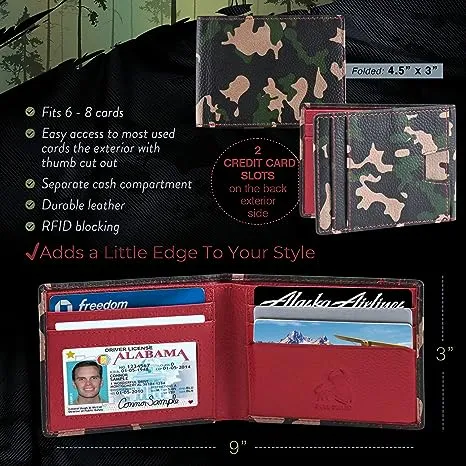 Camo Bifold Leather Wallet