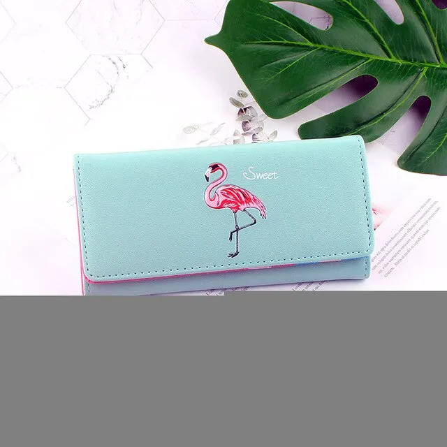 Cartoon Flamingos Ladies Purses Wallet Women
