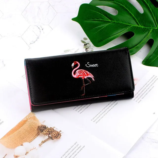 Cartoon Flamingos Ladies Purses Wallet Women