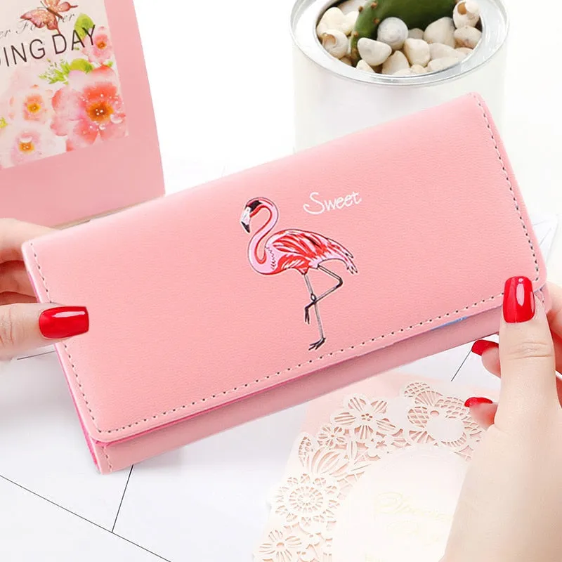 Cartoon Flamingos Ladies Purses Wallet Women