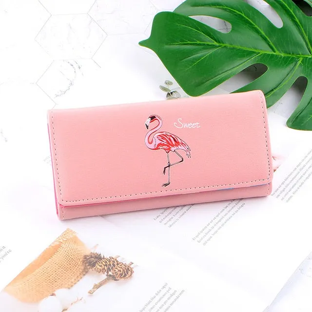 Cartoon Flamingos Ladies Purses Wallet Women