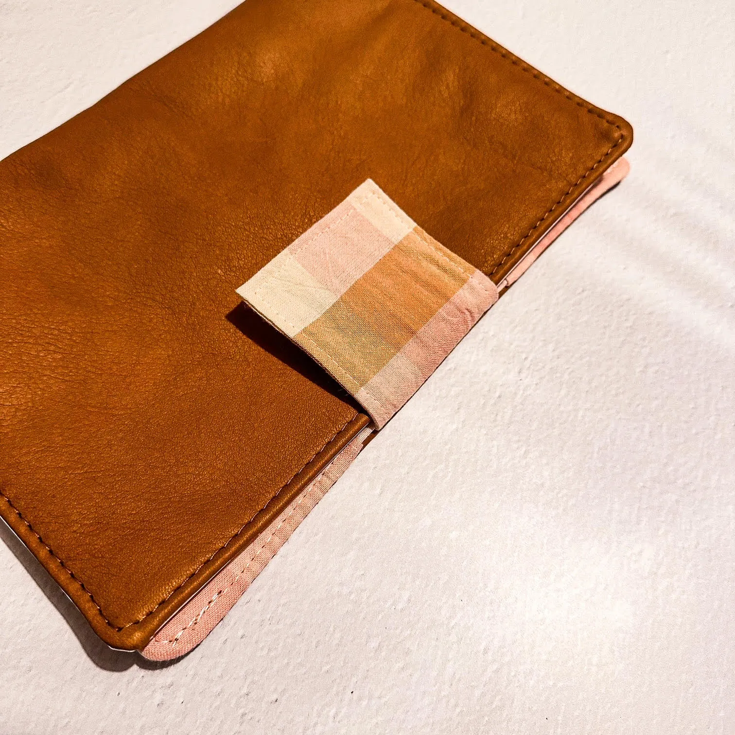 Deluxe Leather Nappy Wallet - Pink & Gold Checks
