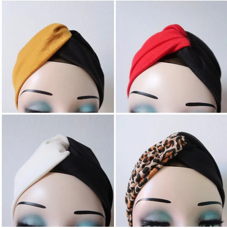 DUO DESIGN Vintage Style Jersey Headband With Classic Knot & Colour Choice (made to order)