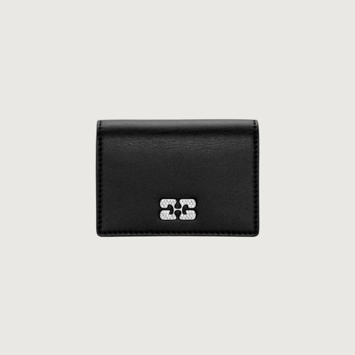 Ganni Bou Flap Card Holder Strass (Black)