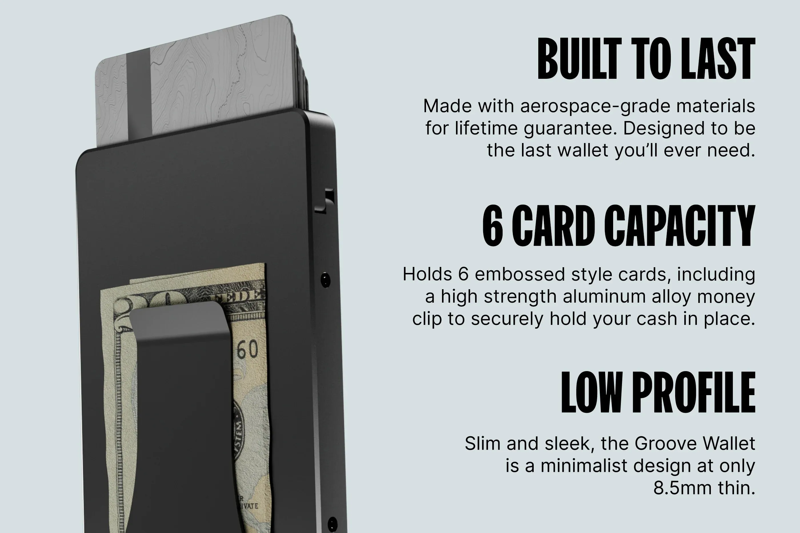 Groove Gun Metal Wallet w/ Money Clip