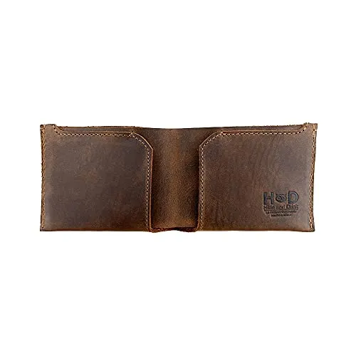 Hide & Drink, Leather Classic Wallet, Holds Up to 6 Cards Plus Flat Bills / Holder / Vintage / Travel / Pocket / Accessories, Handmade Includes 101 Year Warranty (Bourbon Brown)