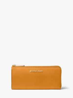 Jet Set Travel Large Saffiano Leather Quarter-Zip Wallet