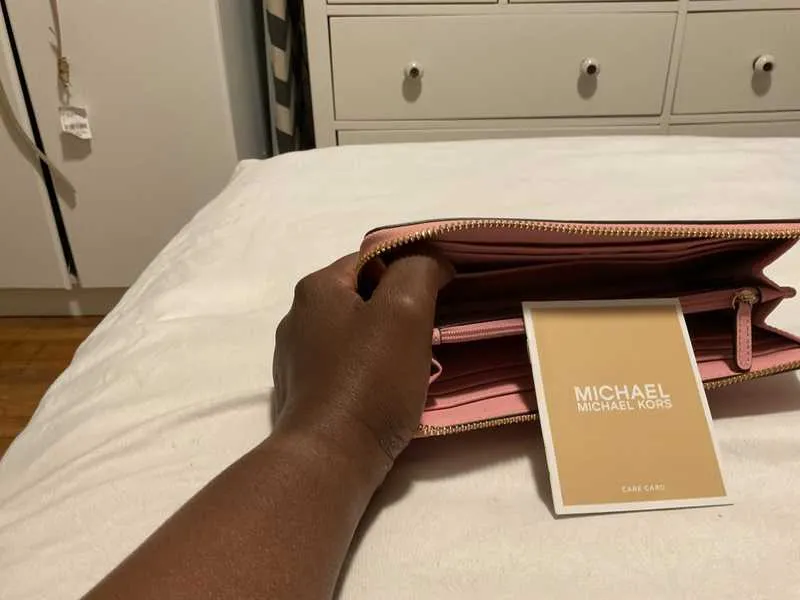 Jet Set Travel Large Saffiano Leather Quarter-Zip Wallet