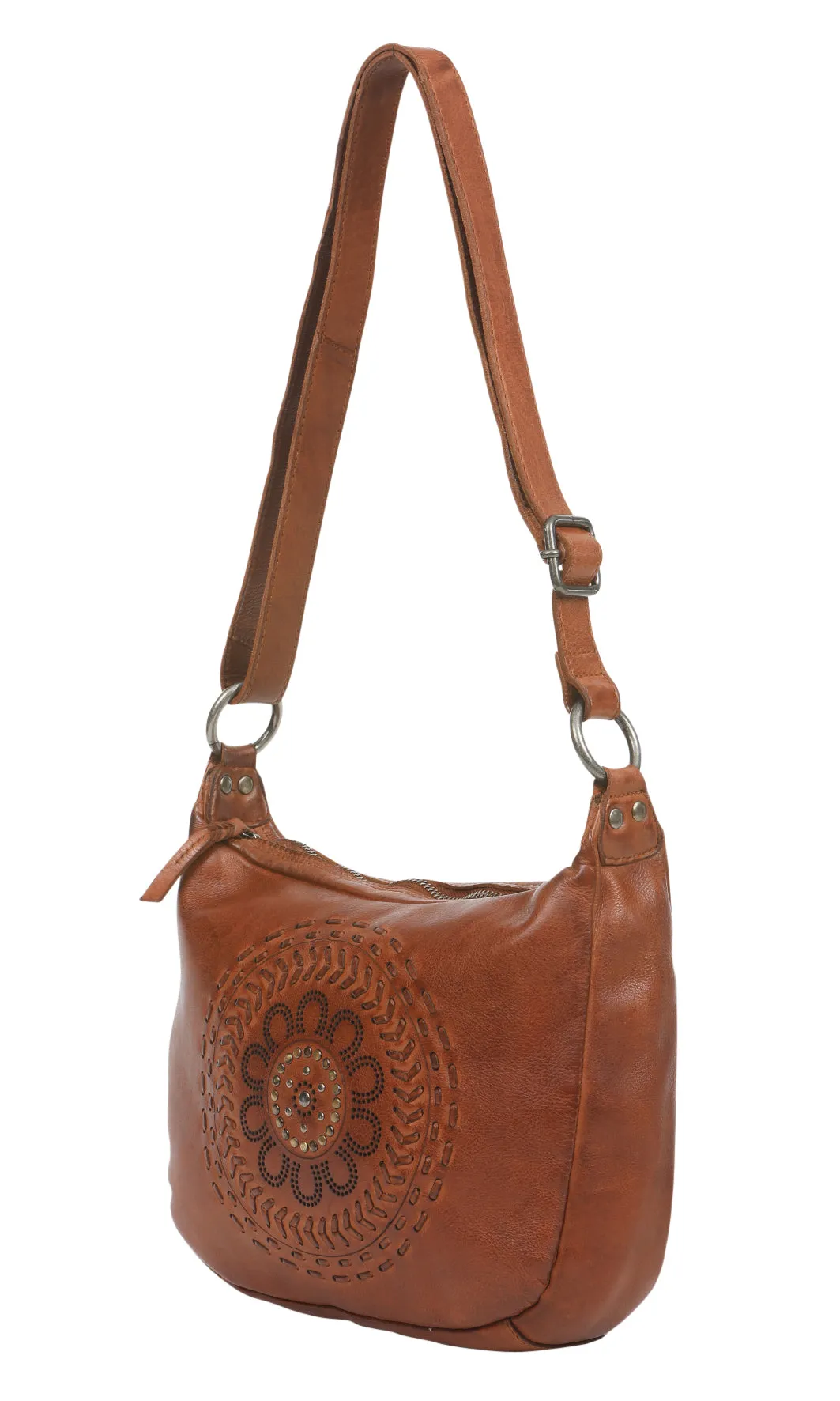 Leather Etched Pattern Crossbody Bag | 6602