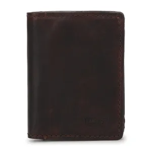 Men's Brown Brand Logo Mechanical Card Wallet
