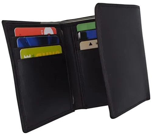 Men's Genuine Leather Slim Trifold Wallet With ID Window & Credit Card Pockets