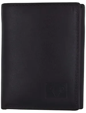 Men's Genuine Leather Slim Trifold Wallet With ID Window & Credit Card Pockets