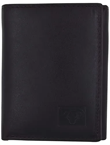 Men's Genuine Leather Slim Trifold Wallet With ID Window & Credit Card Pockets