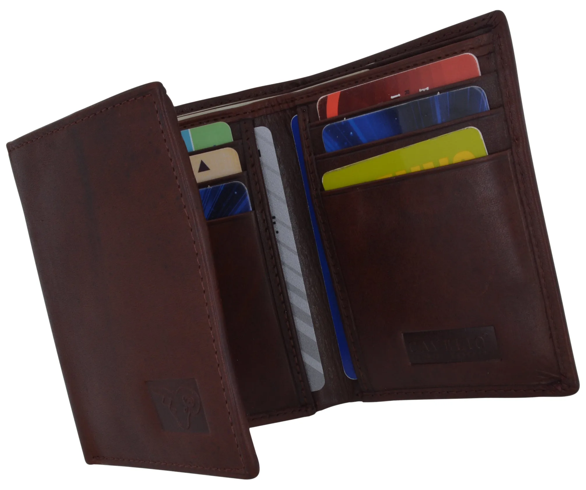 Men's Genuine Leather Slim Trifold Wallet With ID Window & Credit Card Pockets