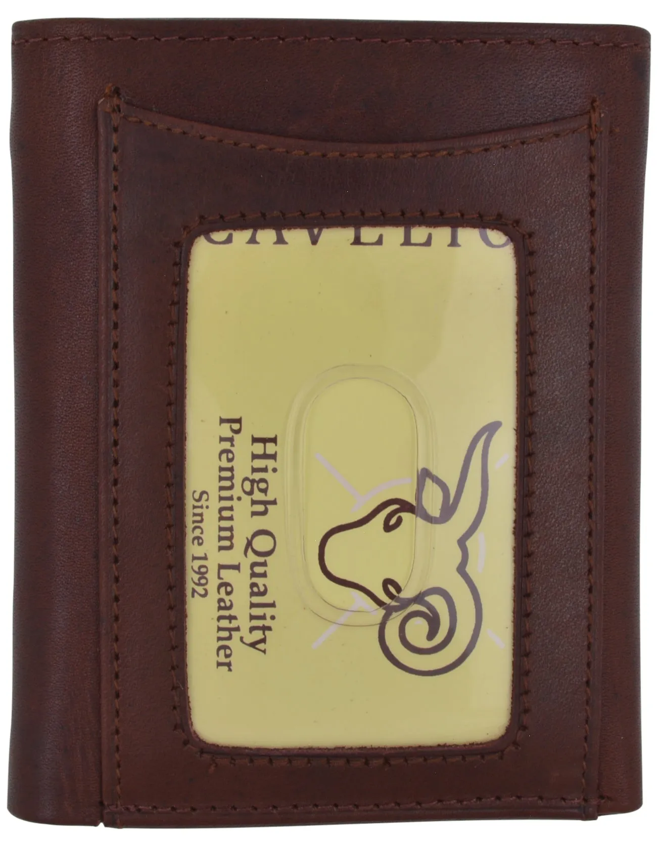 Men's Genuine Leather Slim Trifold Wallet With ID Window & Credit Card Pockets