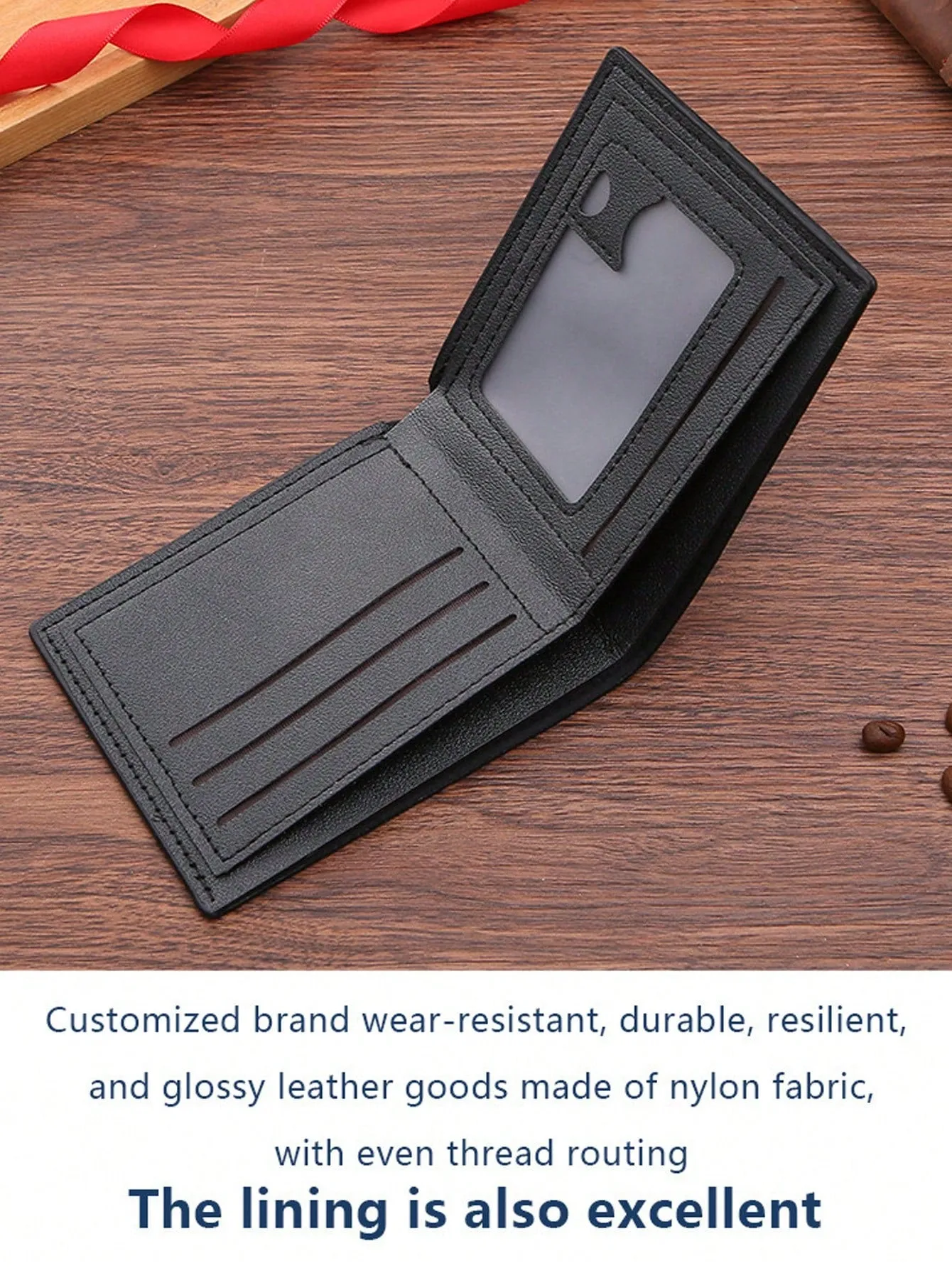 New Men's Wallet Men's Short Wallet Fashion Casual Lychee Pattern Soft Wallet Multi-Card Space Large-Capacity Small Wallet Card Holder ID Bag
