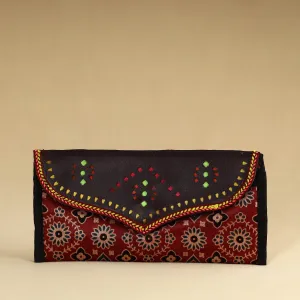 Red - Kutch Embroidery Mashru Silk Handmade Leather Wallet 11