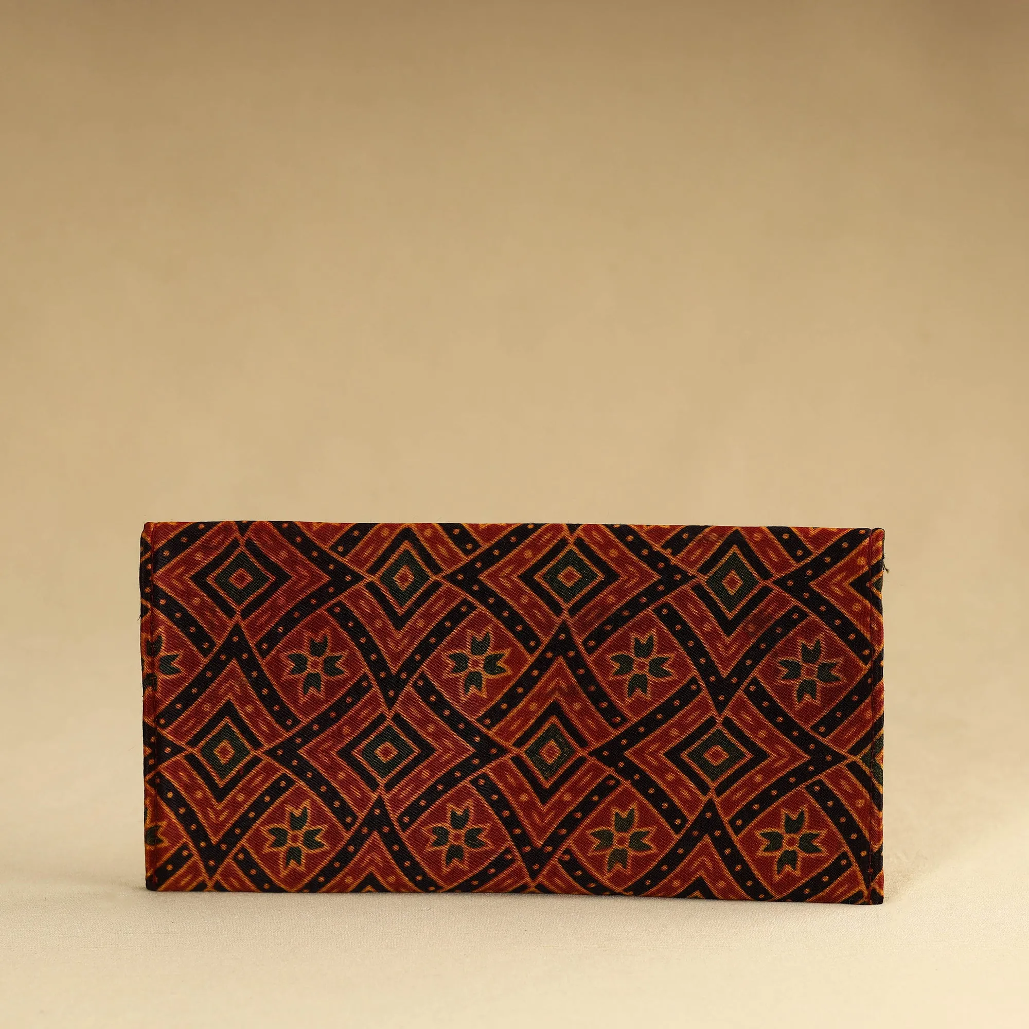 Red - Kutch Embroidery Mashru Silk Handmade Leather Wallet 19