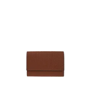 Repeat Small Vertical Wallet in Embossed Calf Leather in Tan