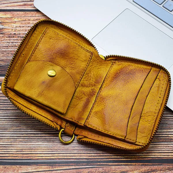 Retro Leather Zipper Short Wallet