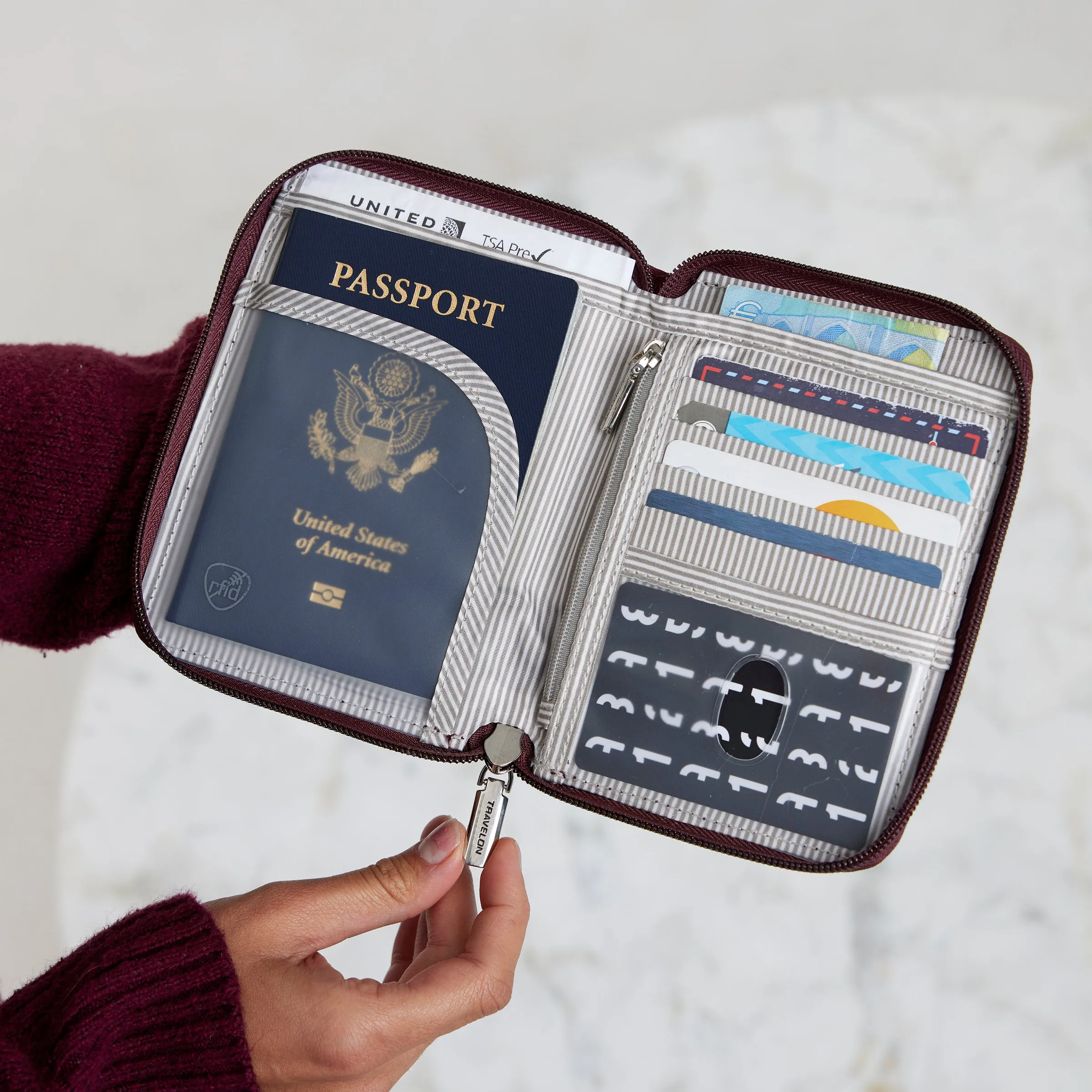 RFID Blocking Passport Zip Wallet