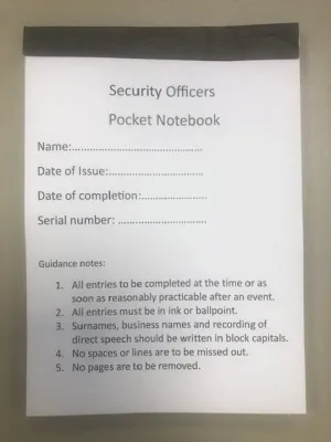 Security Officers Pocket Notebook