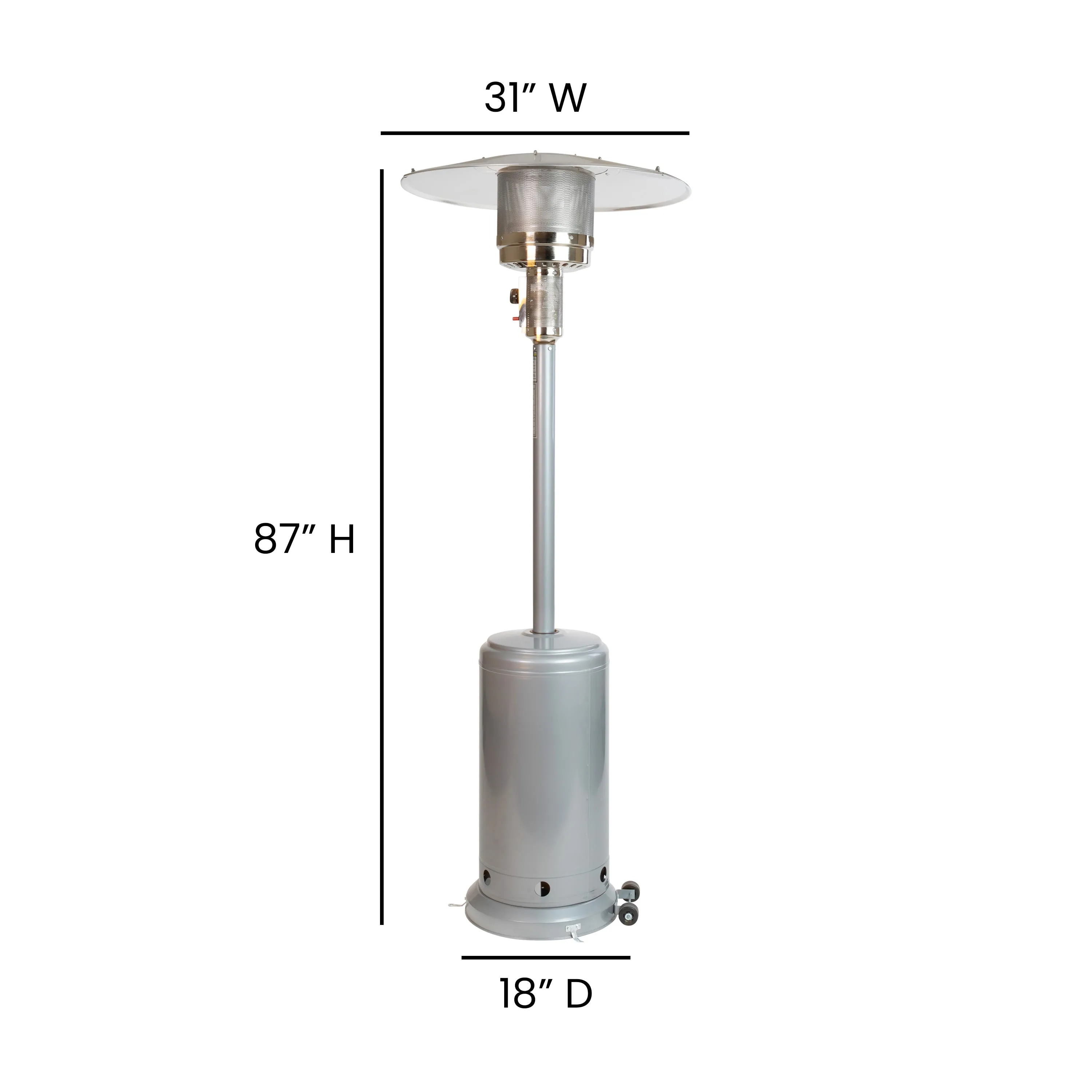 Sol Patio Outdoor Heating-Stainless Steel 40,000 BTU Propane Heater with Wheels for Commercial & Residential Use-7.5 Feet Tall