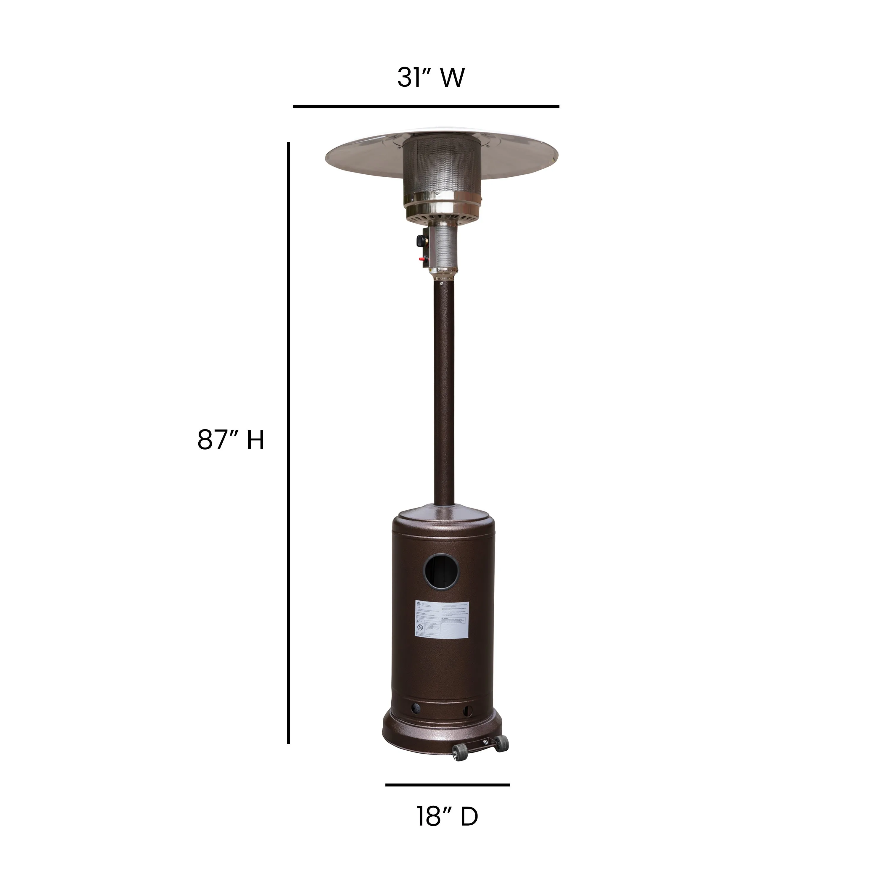 Sol Patio Outdoor Heating-Stainless Steel 40,000 BTU Propane Heater with Wheels for Commercial & Residential Use-7.5 Feet Tall