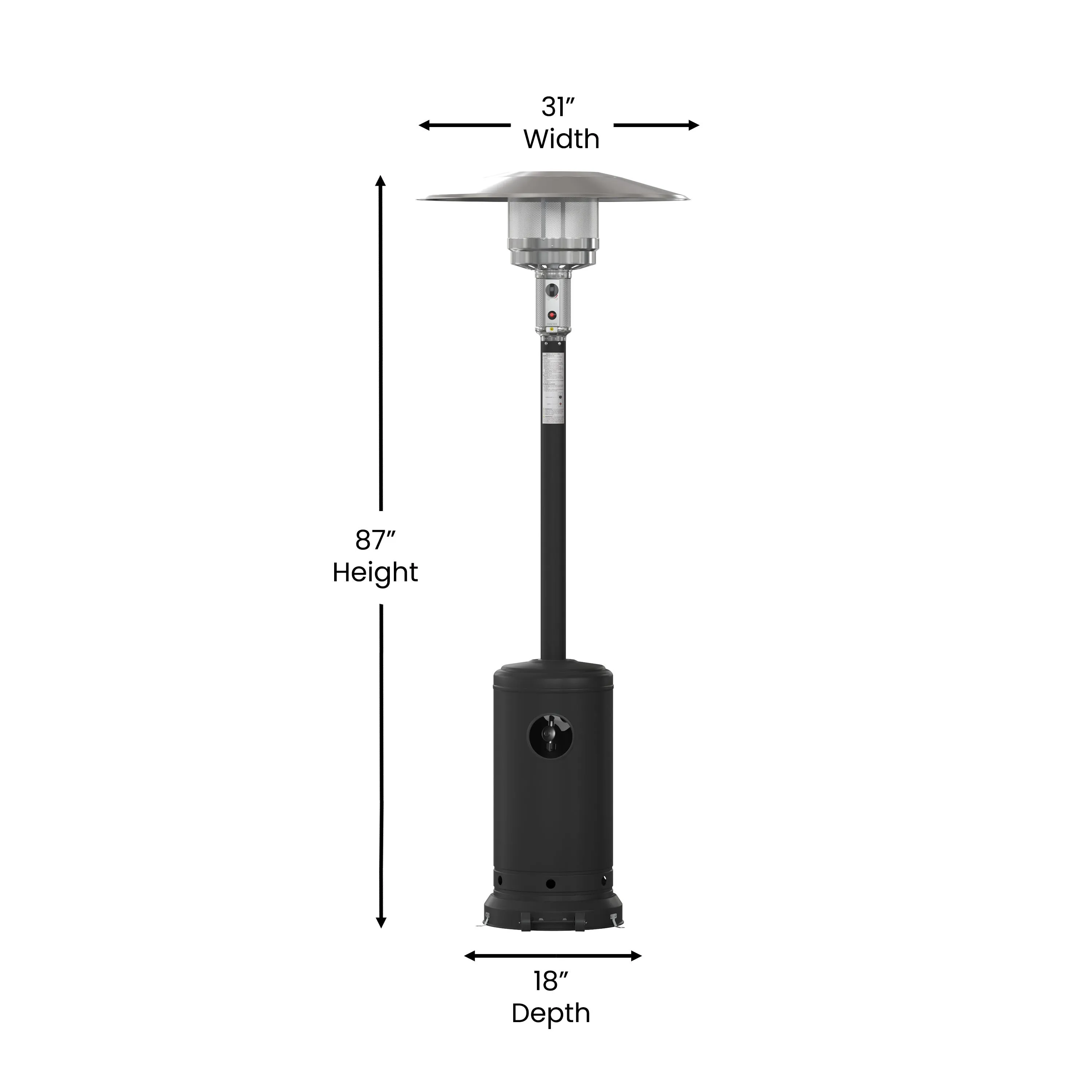Sol Patio Outdoor Heating-Stainless Steel 40,000 BTU Propane Heater with Wheels for Commercial & Residential Use-7.5 Feet Tall